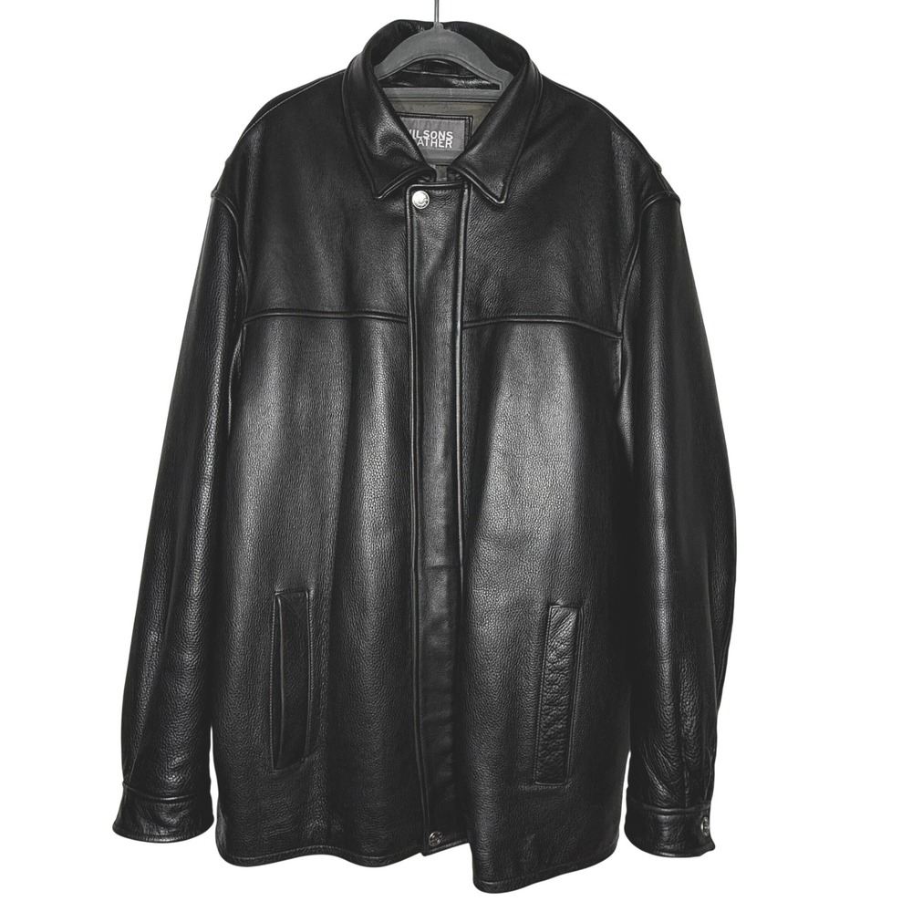 Wilsons Leather Jacket Mens XLT Black Quilted Lined‎ Thinsulate Zip Snap Front